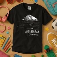 Morro Bay California Morro Rock Ca Drawing Souvenir Line Art Kids T-Shirt thumb 3