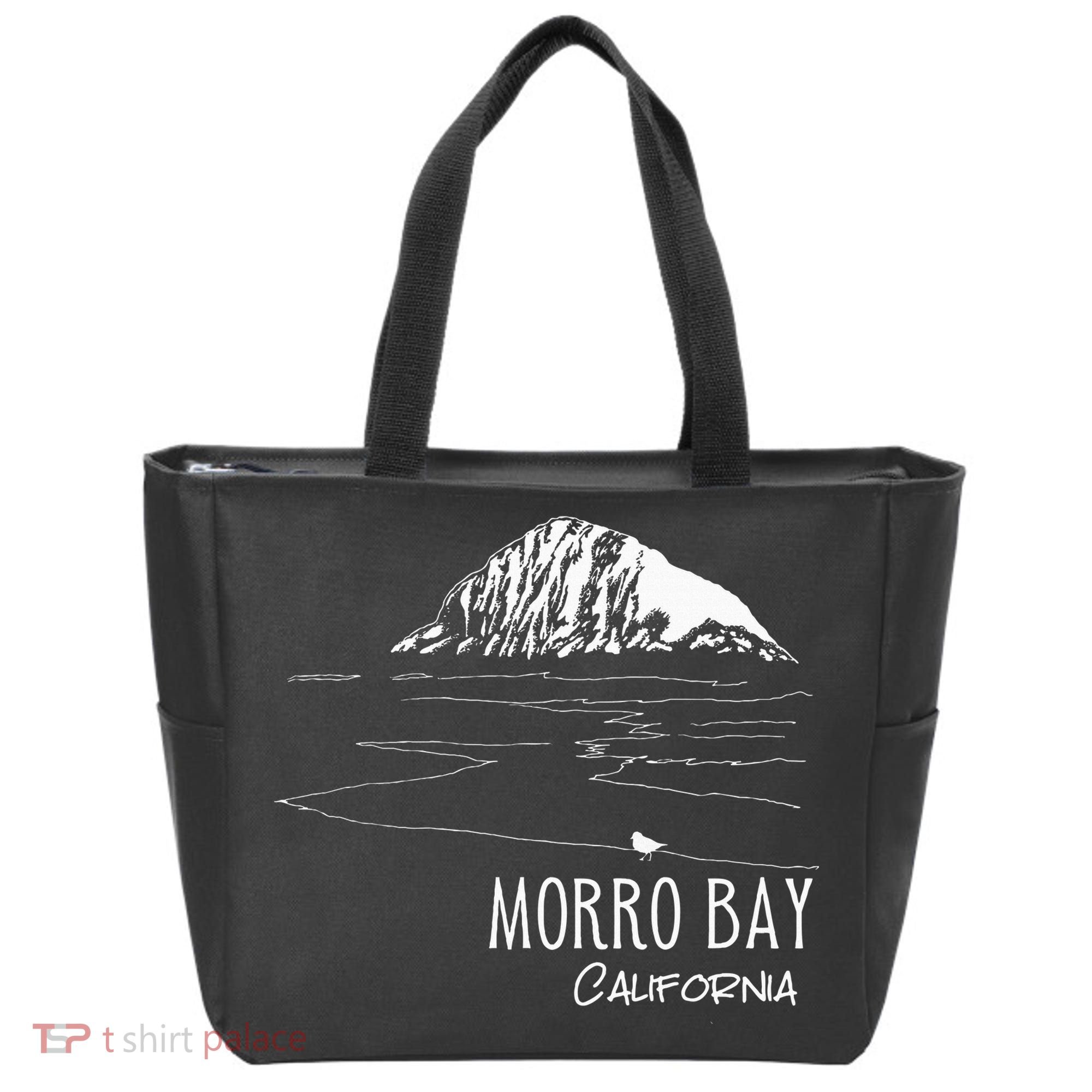 Morro Bay California Morro Rock Ca Drawing Souvenir Line Art Tote Bag