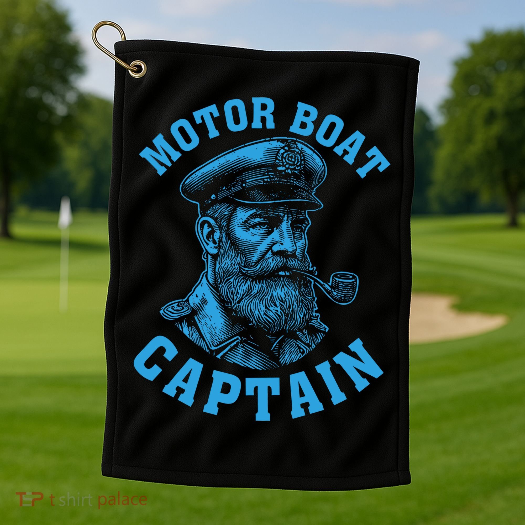 Motor Boat Captain Golf Towel