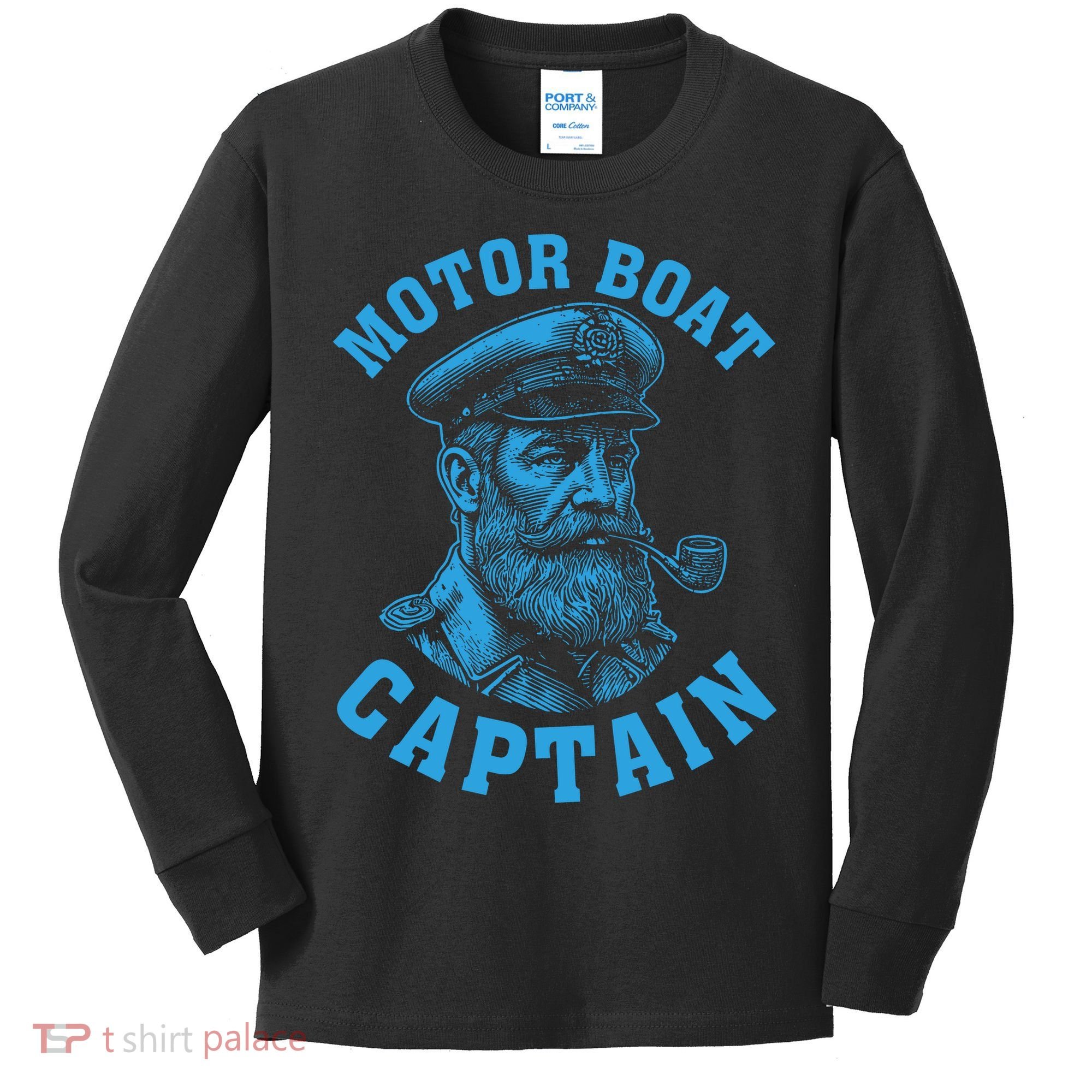 Motor Boat Captain Kids Long Sleeve Shirt