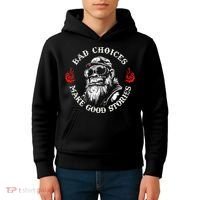 Monkey Bad Choices Make Good Stories Kids Hoodie thumb 4