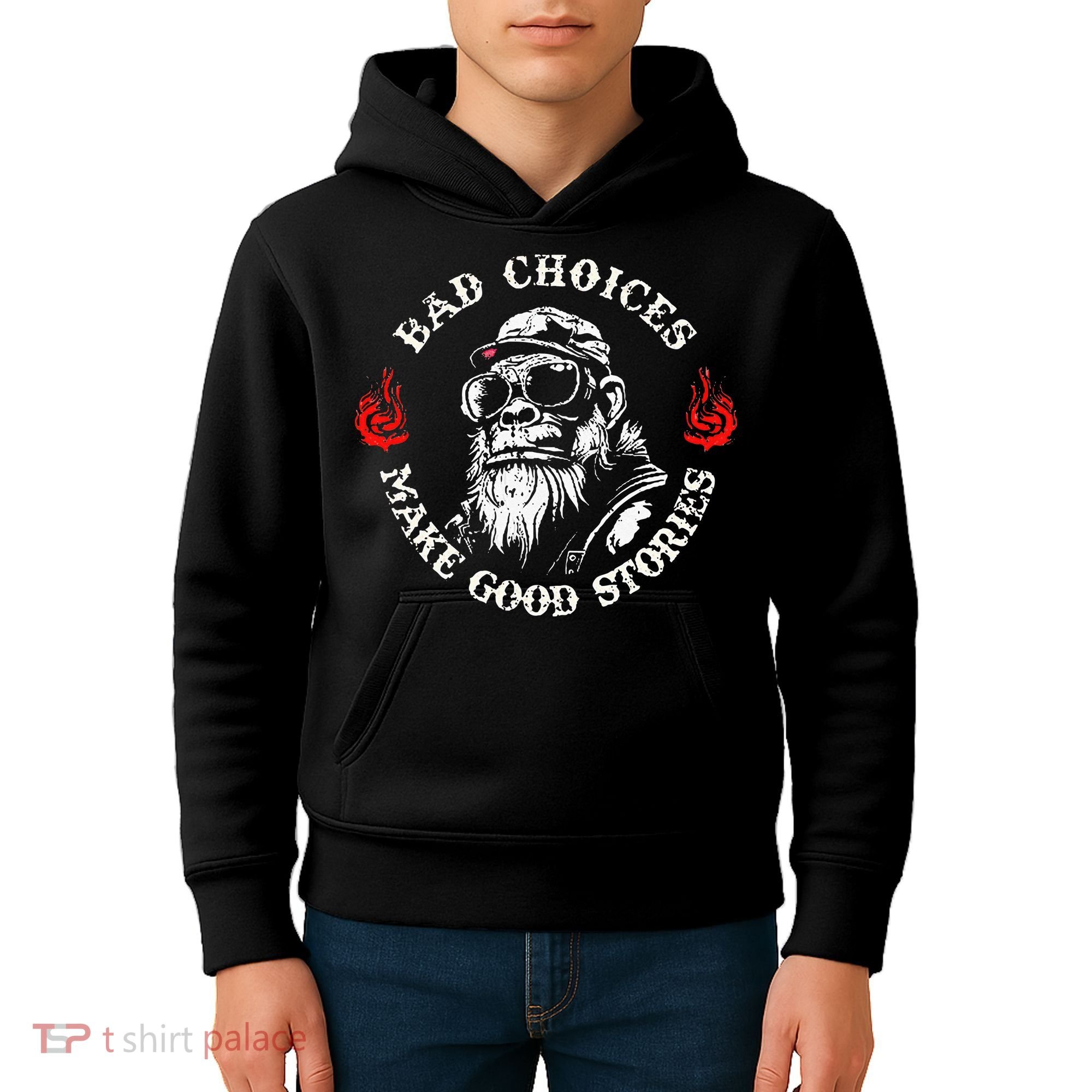 Monkey Bad Choices Make Good Stories Kids Hoodie