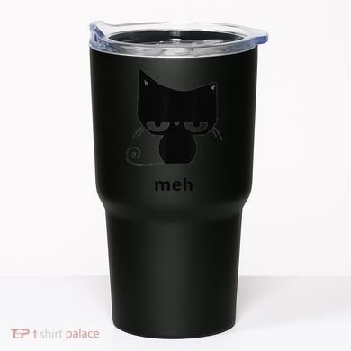 Meh Black Cat Funny Tumbler