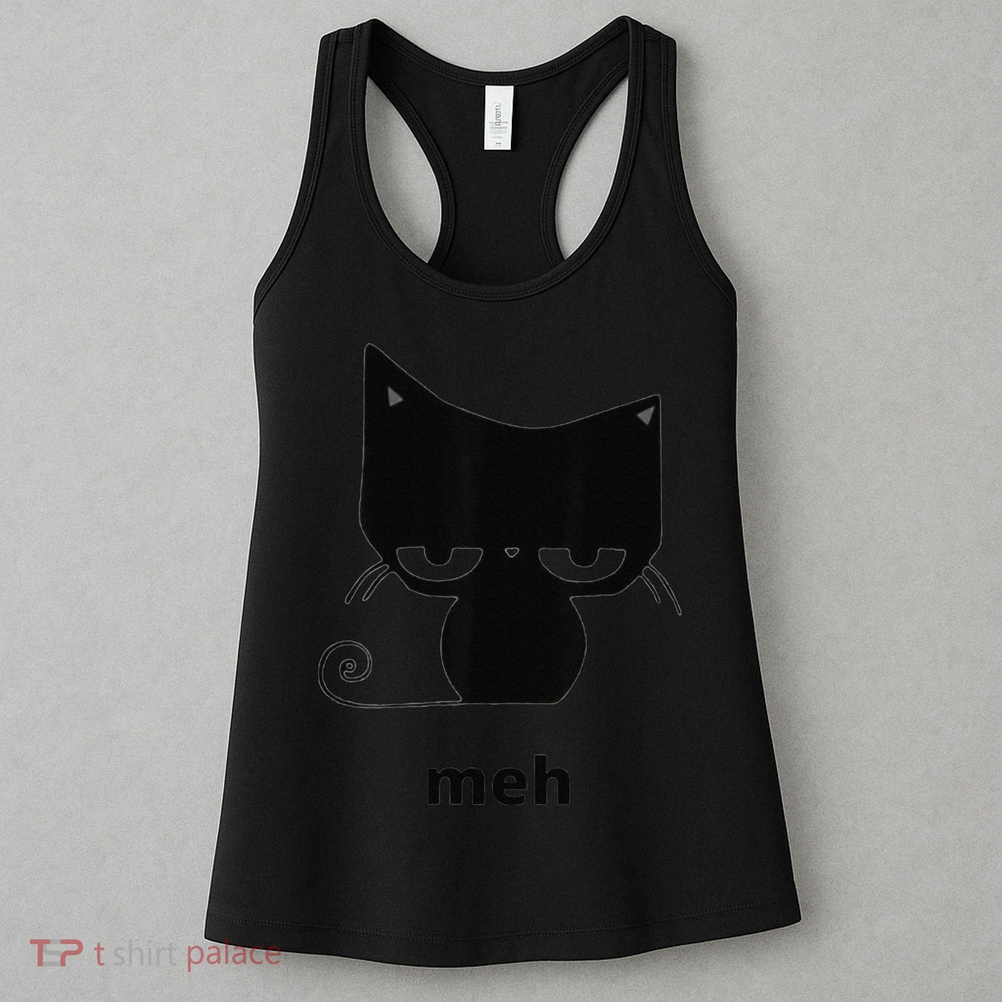 Meh Black Cat Funny Women's Tank Top