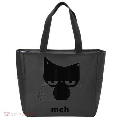 Meh Black Cat Funny Tote Bag