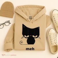Meh Black Cat Funny Hoodie thumb 4