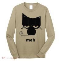 Meh Black Cat Funny Long Sleeve Shirt thumb 0