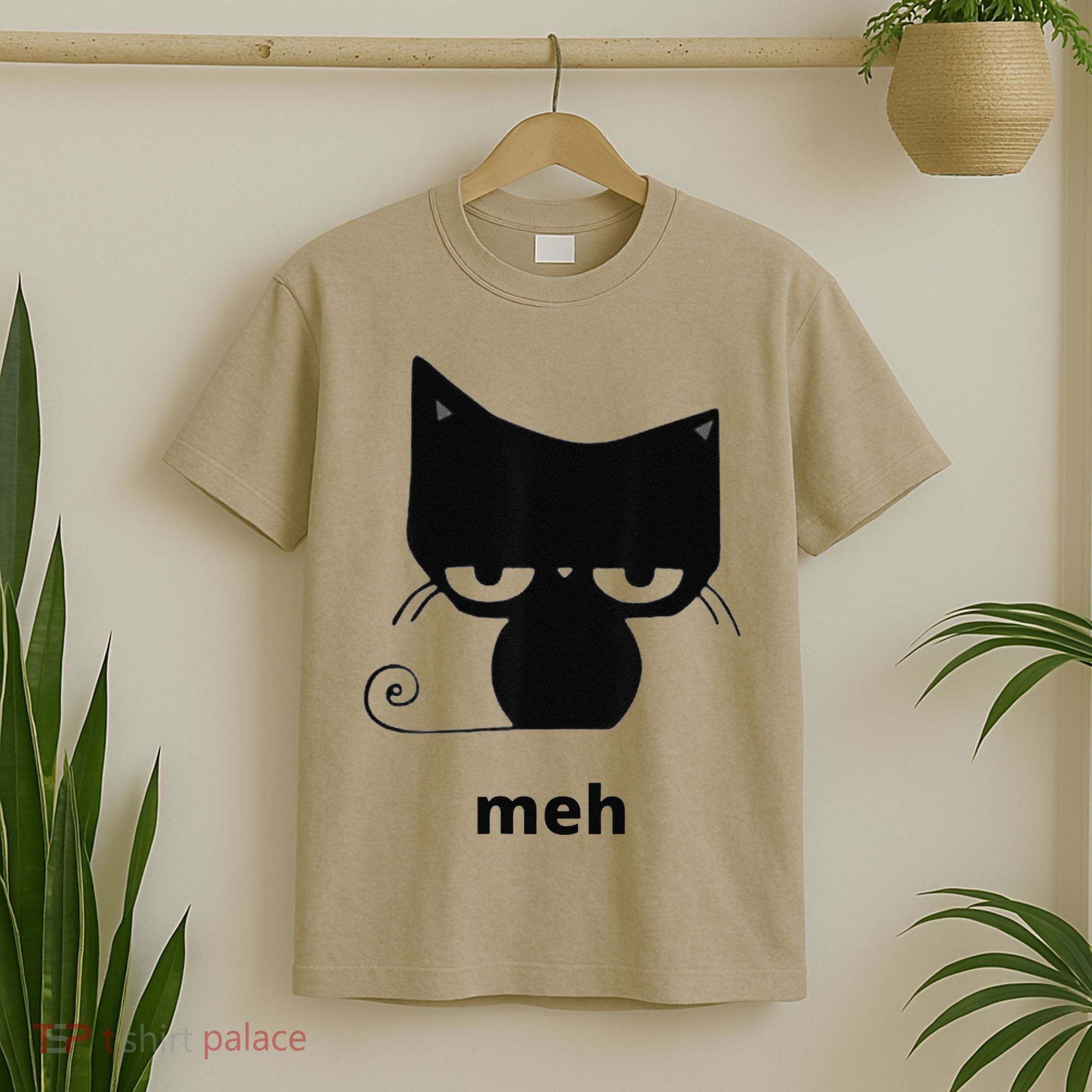 Meh Black Cat Funny T-Shirt