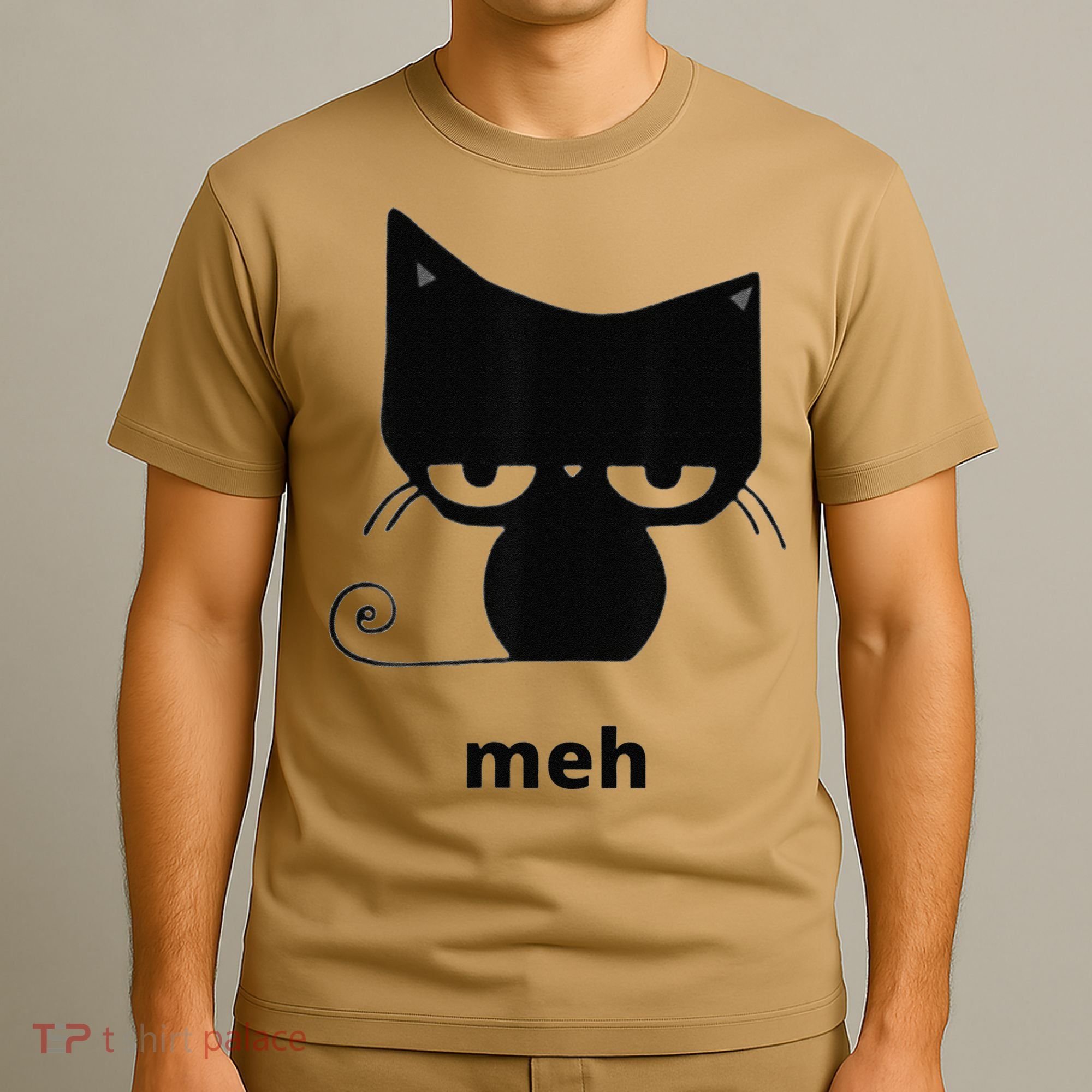 Meh Black Cat Funny T-Shirt