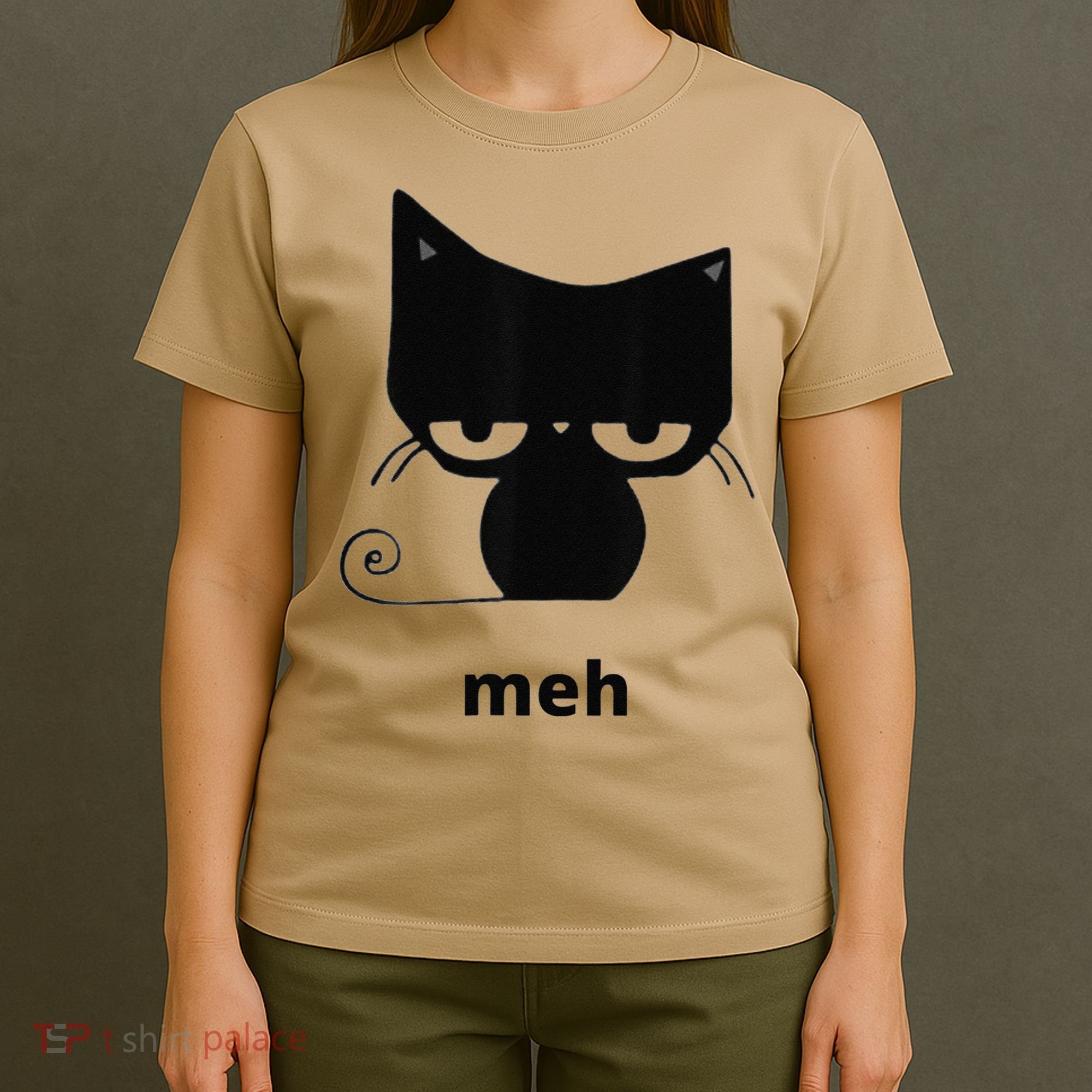 Meh Black Cat Funny T-Shirt