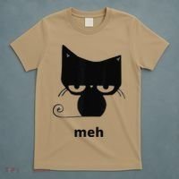 Meh Black Cat Funny T-Shirt thumb 5