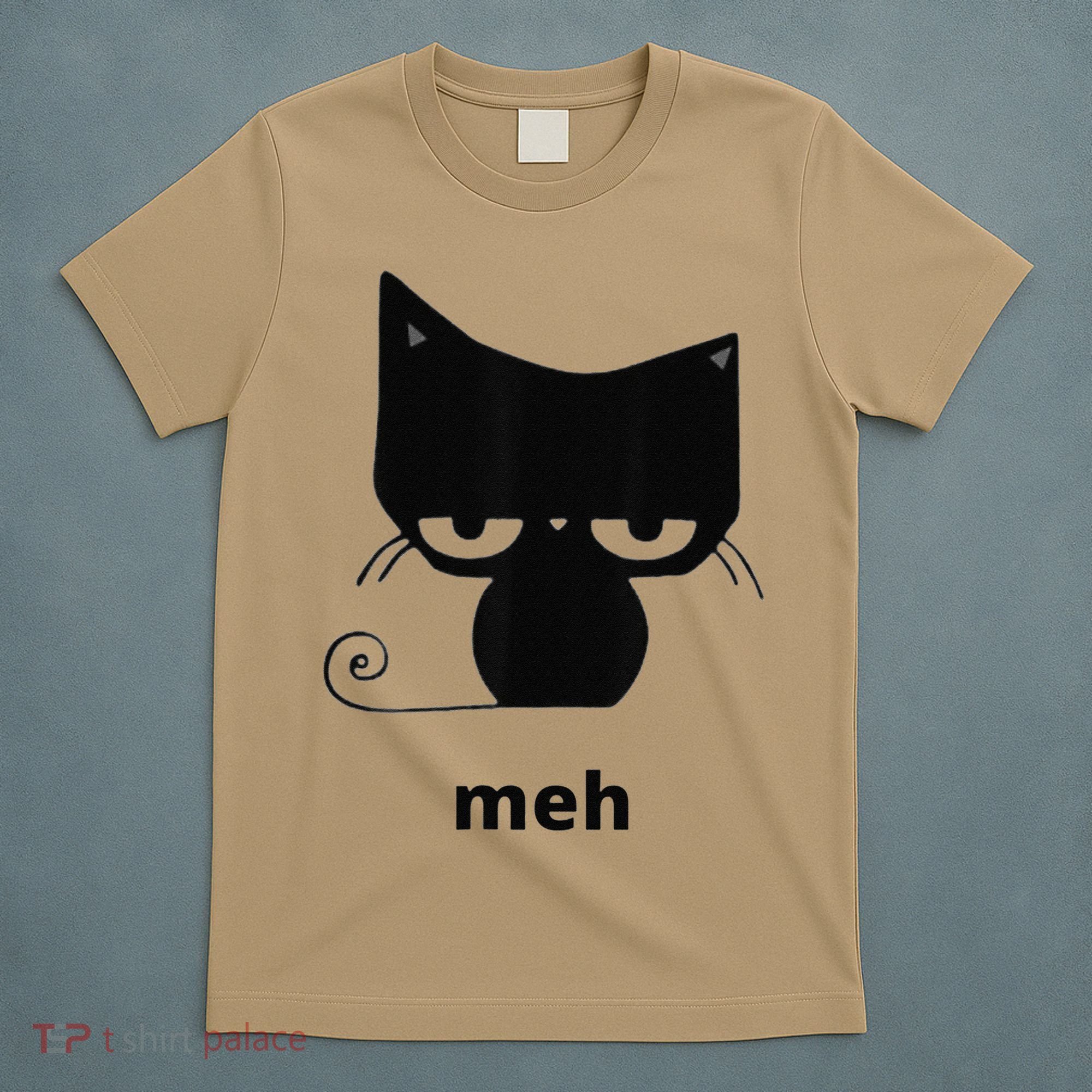 Meh Black Cat Funny T-Shirt