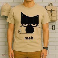 Meh Black Cat Funny T-Shirt thumb 6