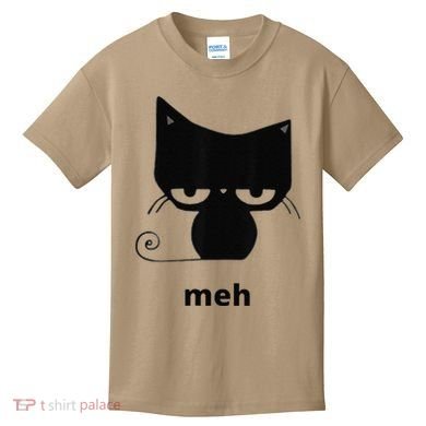 Meh Black Cat Funny Kids T-Shirt