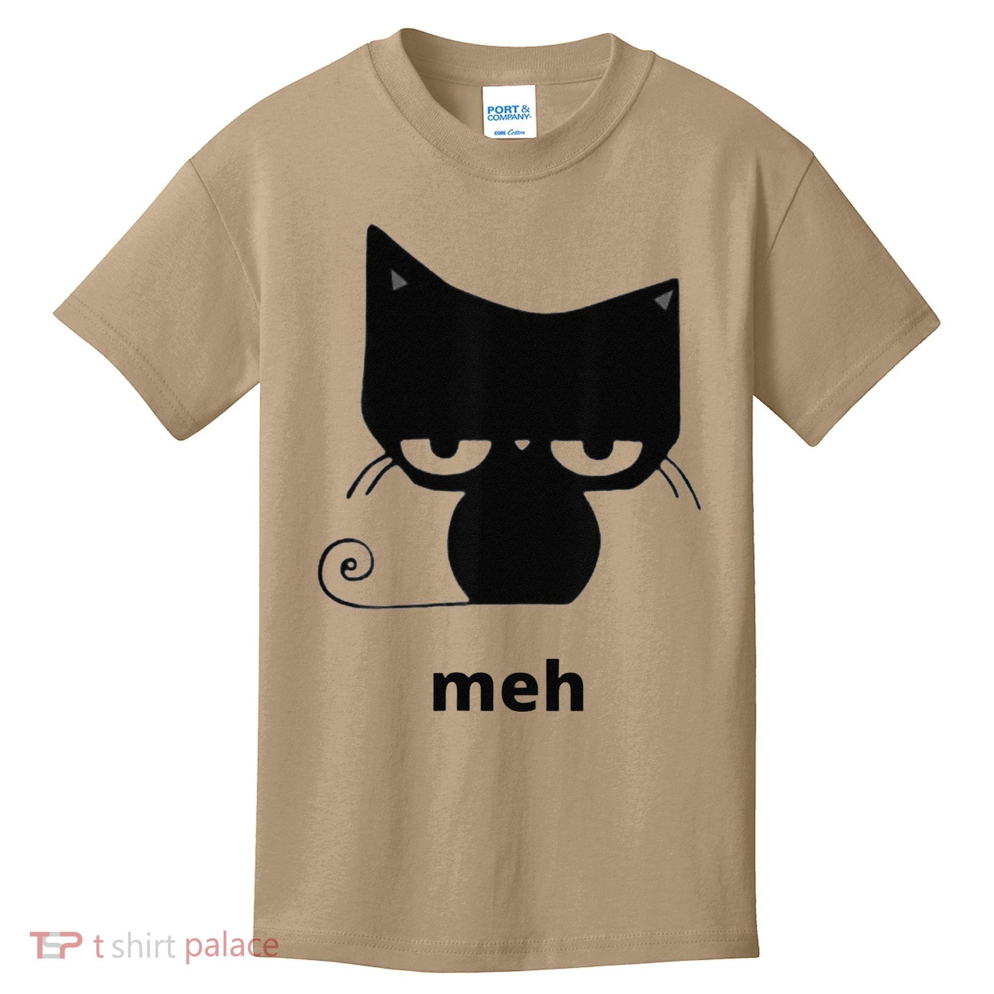 Meh Black Cat Funny Kids T-Shirt