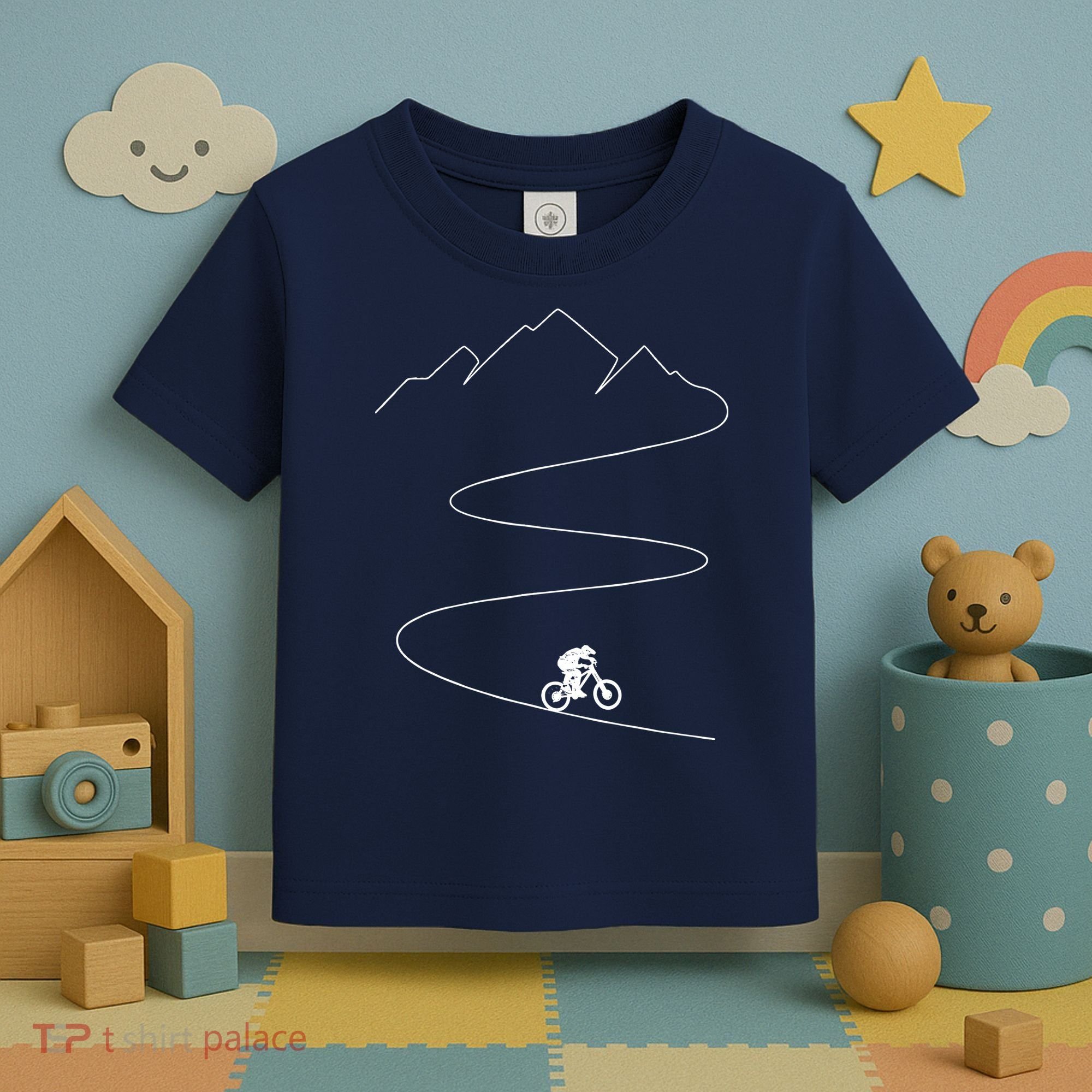 Mountain Biking Cyclist Rider Bicycle Single Track Riding Toddler T-Shirt