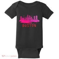 Modern Boston Cityscape Souvenir Boston Skyline Baby Bodysuit thumb 0