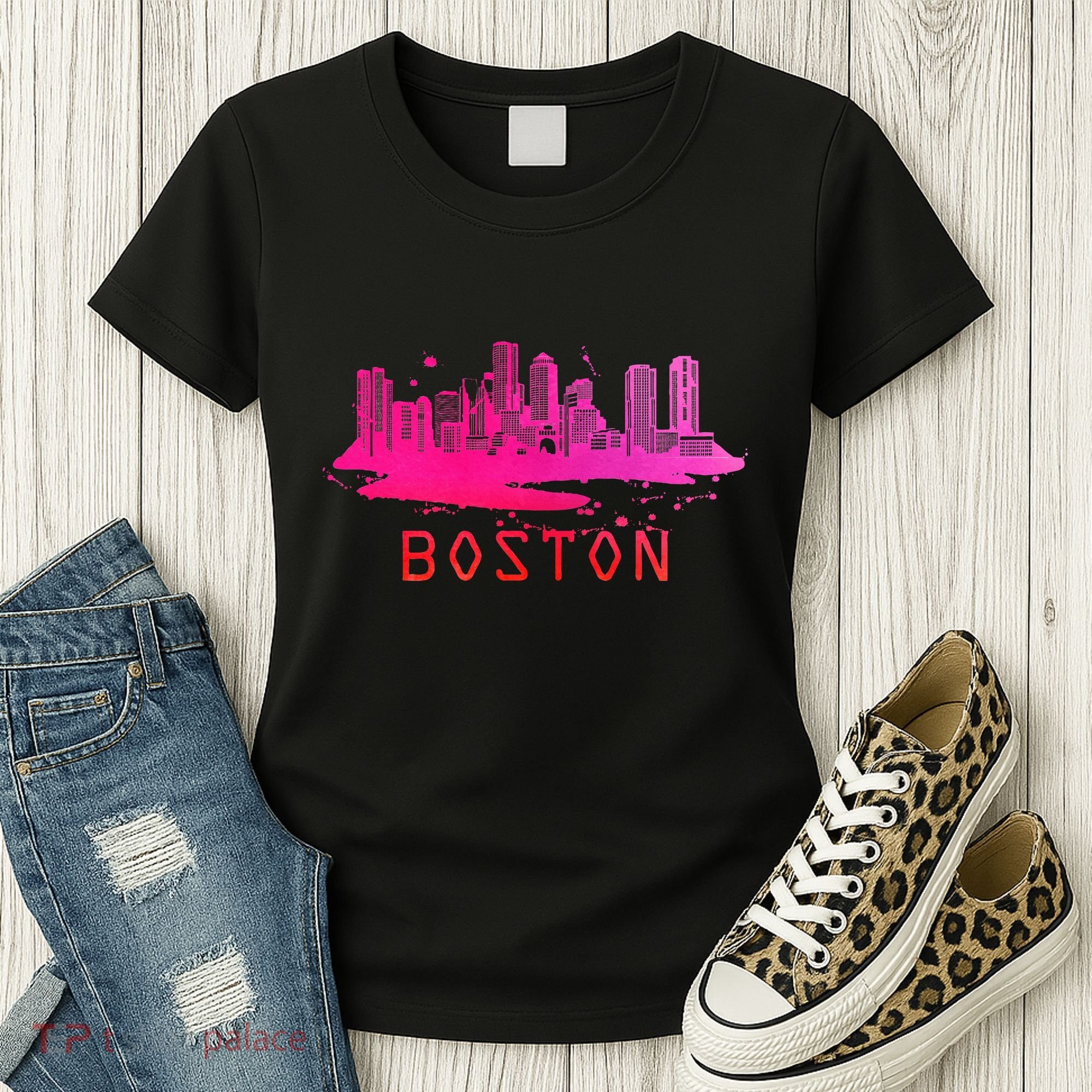 Modern Boston Cityscape Souvenir Boston Skyline Women's T-Shirt