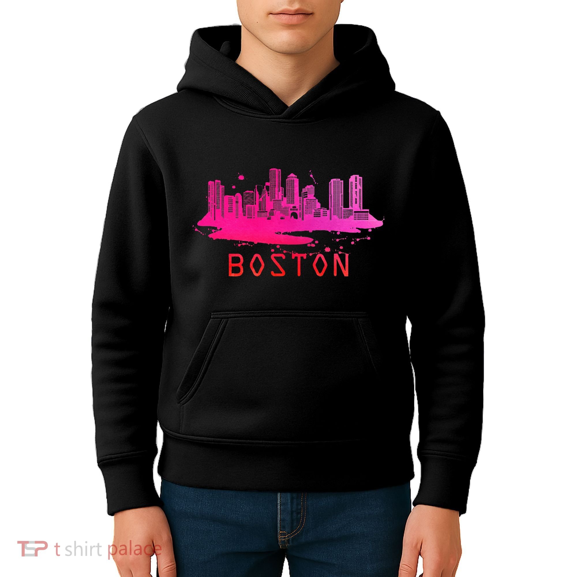 Modern Boston Cityscape Souvenir Boston Skyline Kids Hoodie