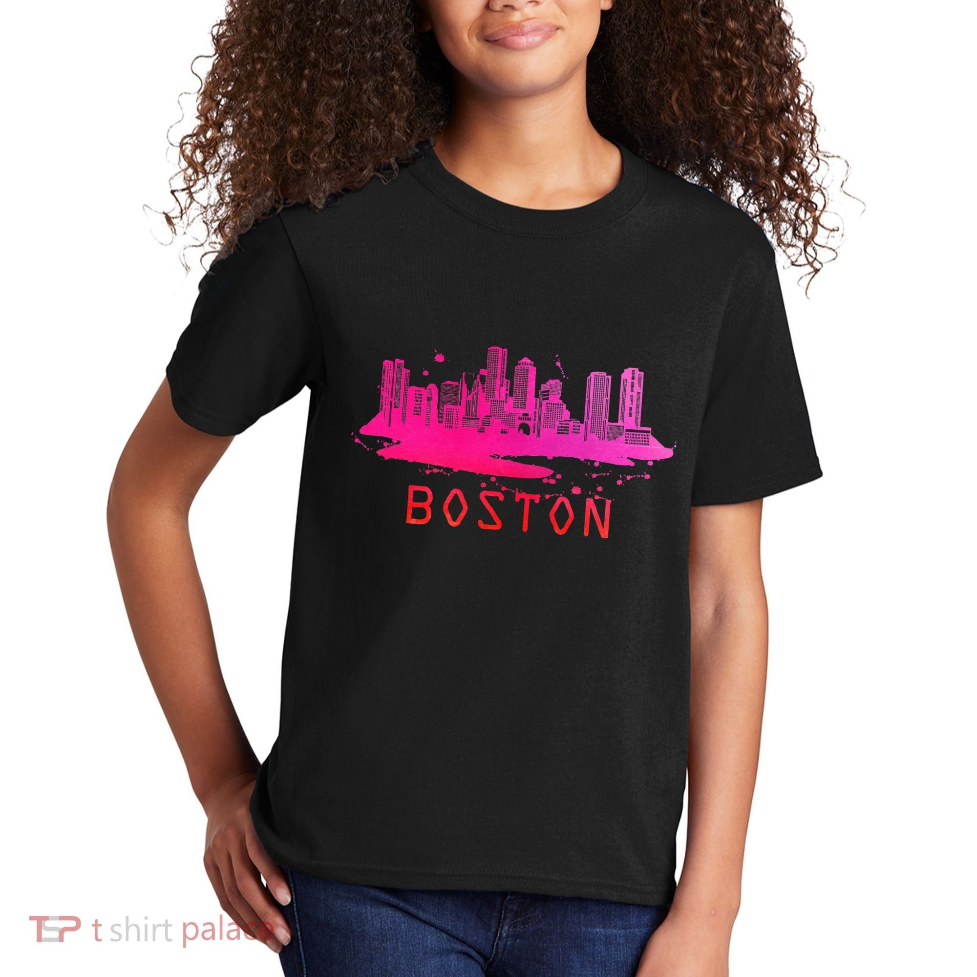 Modern Boston Cityscape Souvenir Boston Skyline Kids T-Shirt