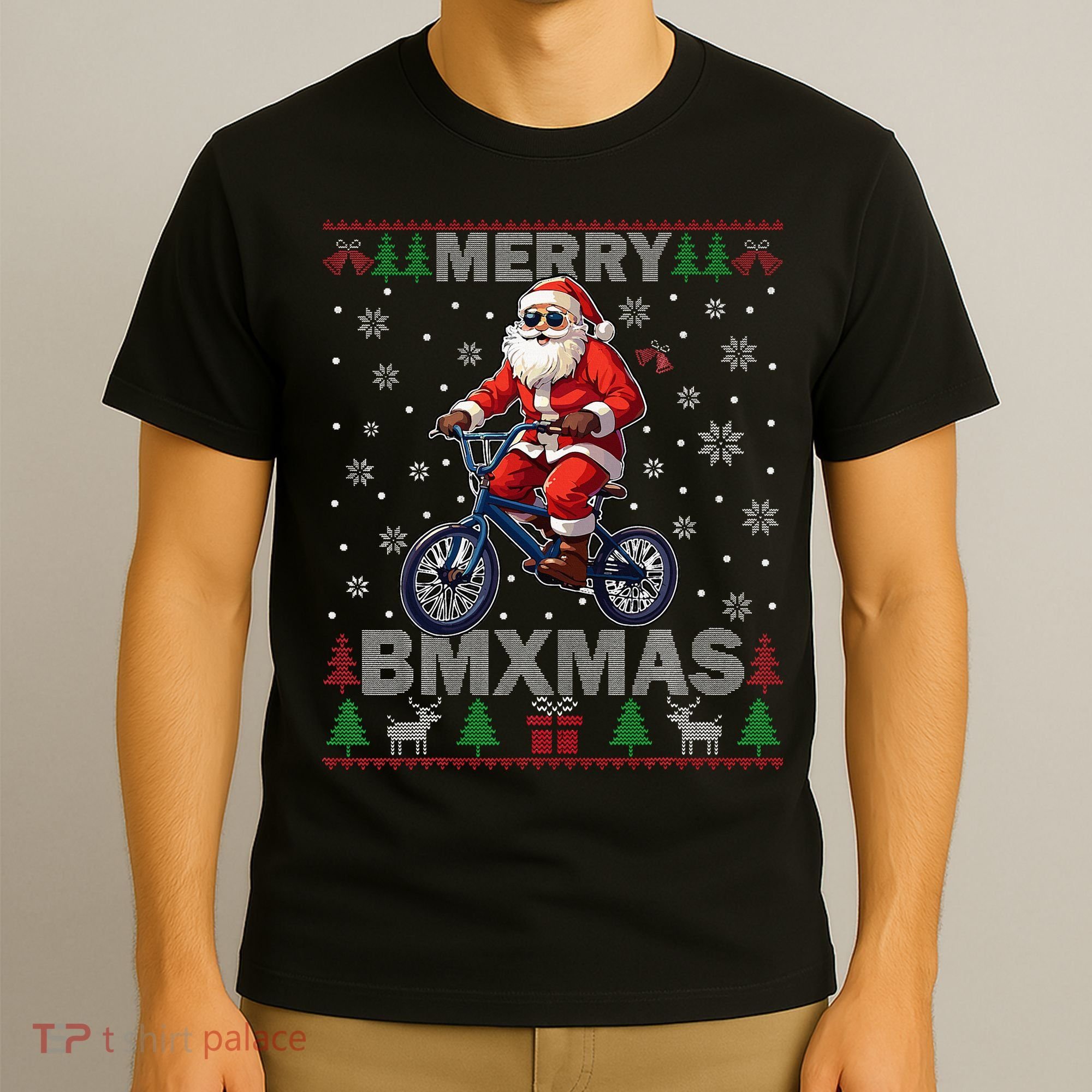 Merry Bmxmas Christmas Bmx Bike Rider Ugly Sweater T-Shirt