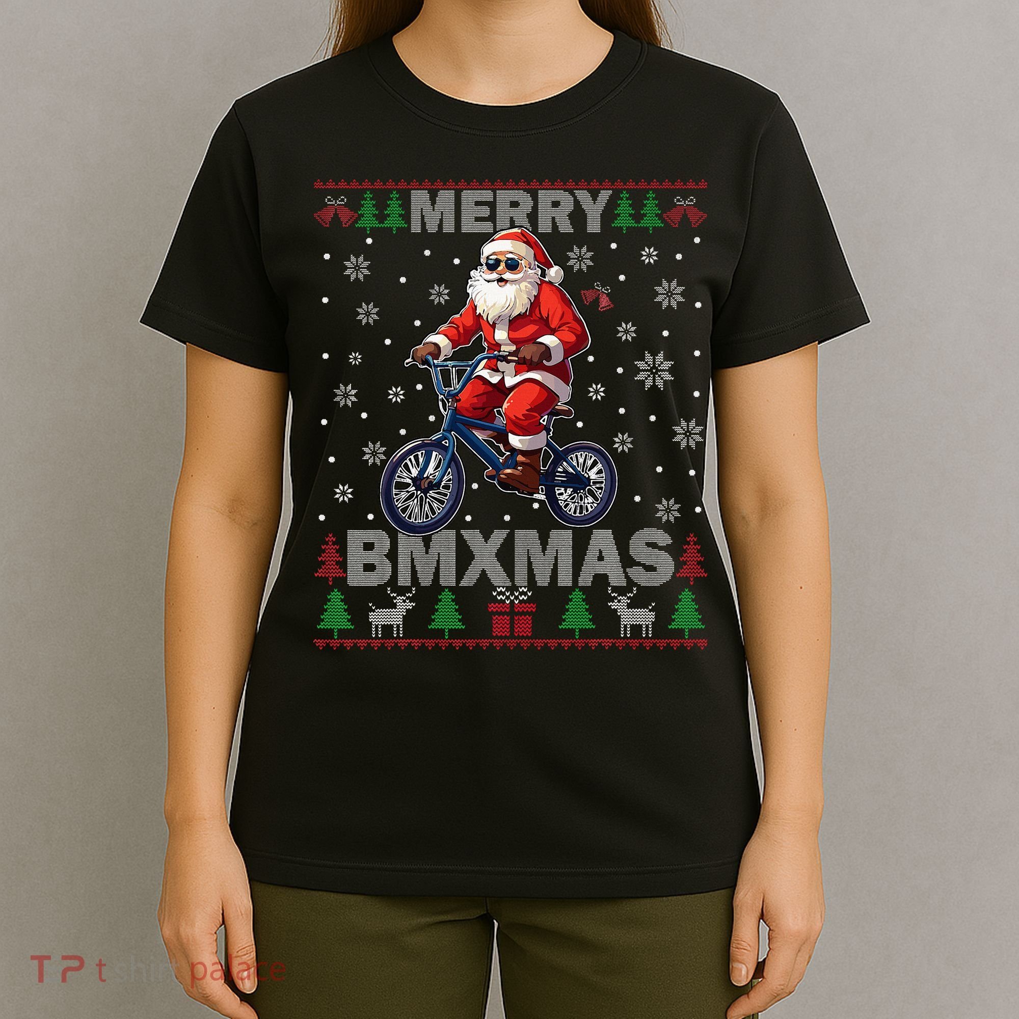 Merry Bmxmas Christmas Bmx Bike Rider Ugly Sweater T-Shirt