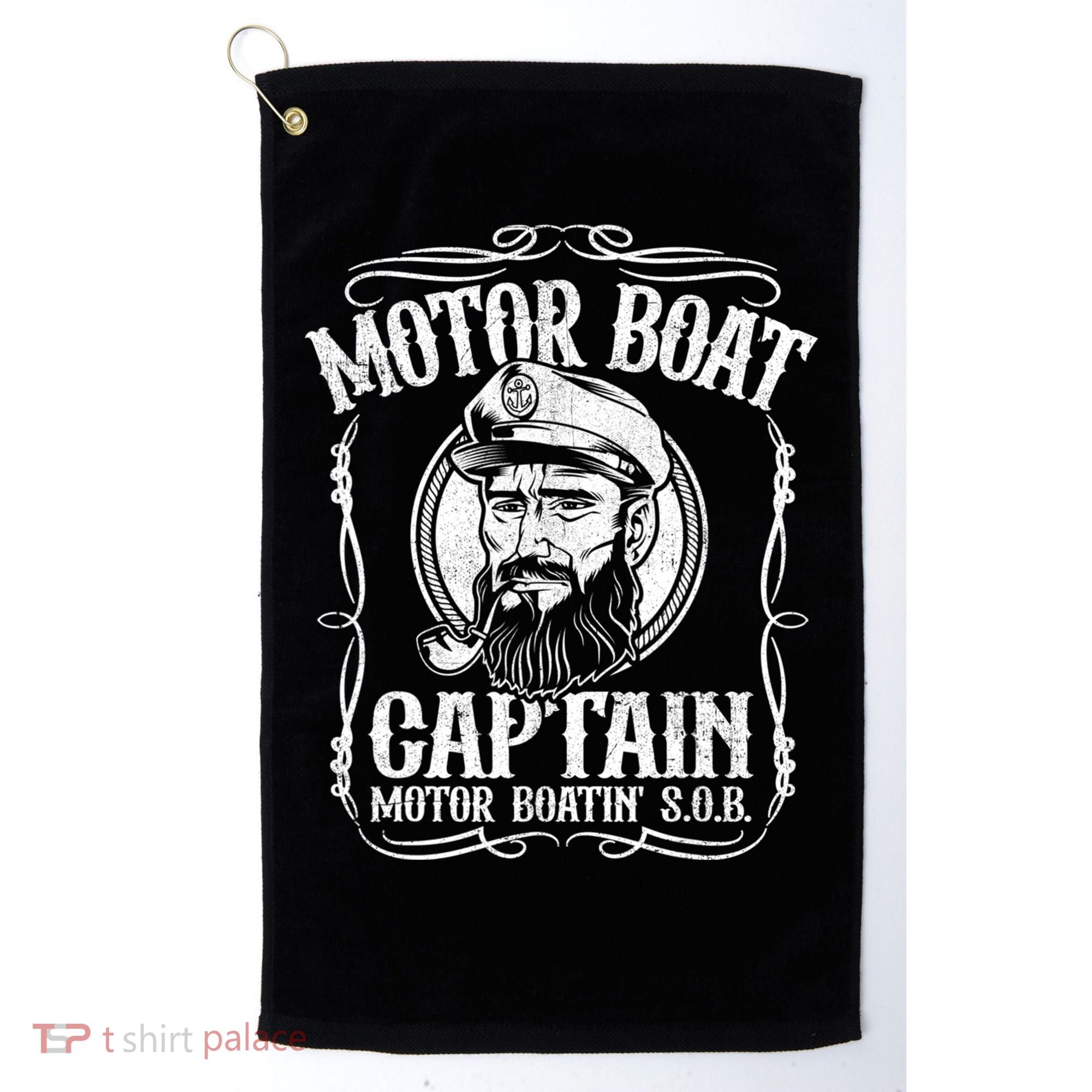 Motor Boat Captain Funny Pontoon Boating Motor Boatin Lake Golf Towel