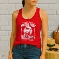 Motor Boat Captain Funny Pontoon Boating Motor Boatin Lake Women's Tank Top thumb 2