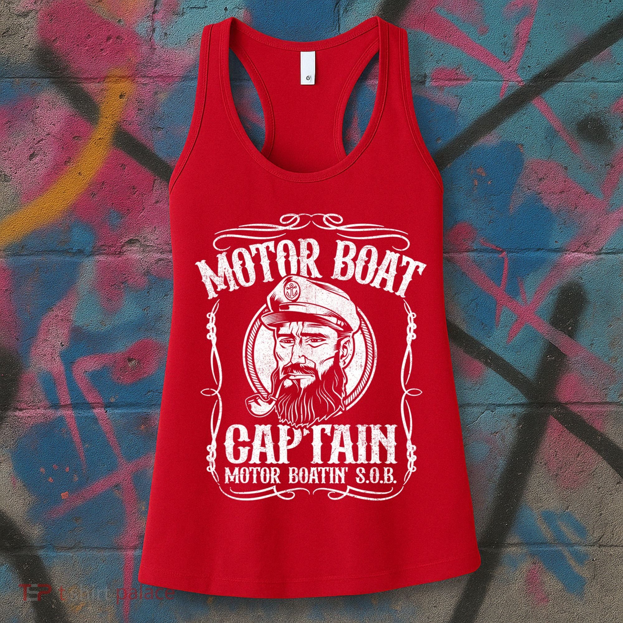 Motor Boat Captain Funny Pontoon Boating Motor Boatin Lake Women's Tank Top