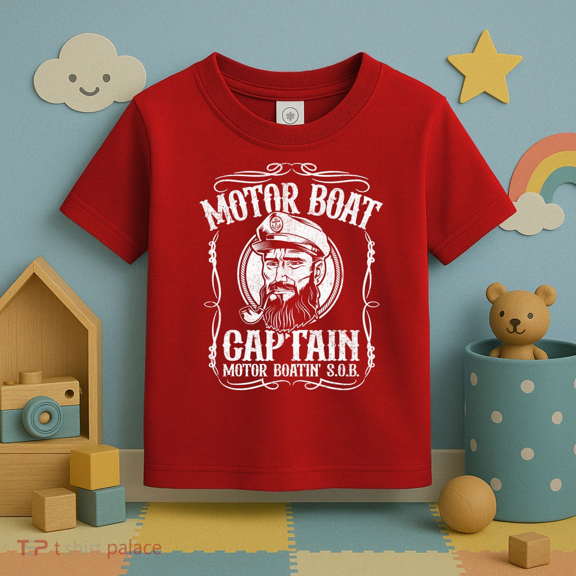 Motor Boat Captain Funny Pontoon Boating Motor Boatin Lake Toddler T-Shirt