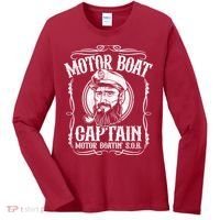 Motor Boat Captain Funny Pontoon Boating Motor Boatin Lake Women's Long Sleeve Shirt thumb 0