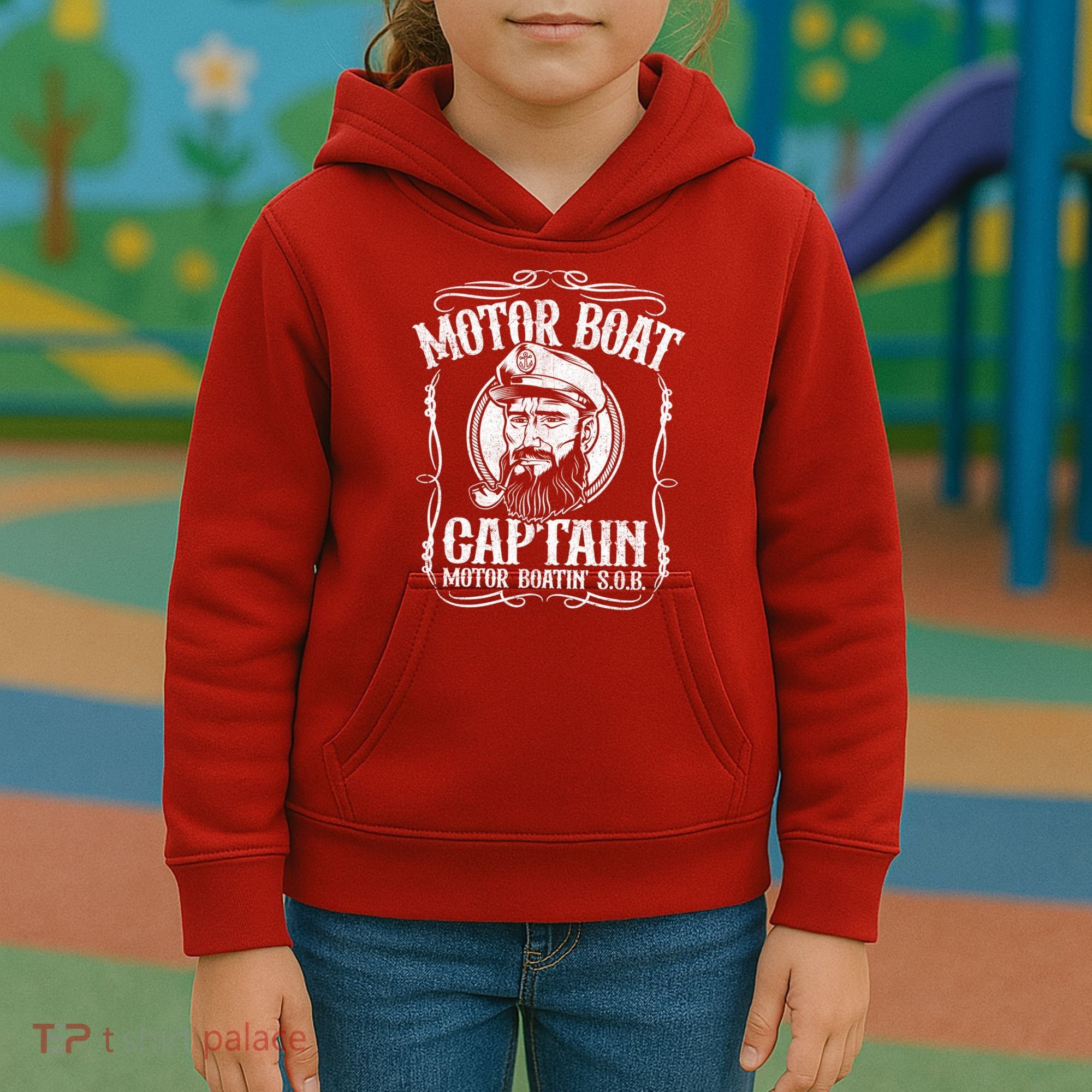 Motor Boat Captain Funny Pontoon Boating Motor Boatin Lake Kids Hoodie