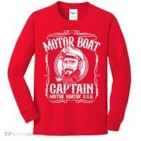 Motor Boat Captain Funny Pontoon Boating Motor Boatin Lake Kids Long Sleeve Shirt thumb 0