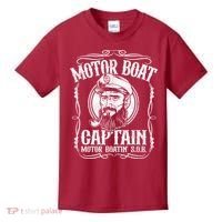 Motor Boat Captain Funny Pontoon Boating Motor Boatin Lake Kids T-Shirt thumb 0