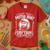 Motor Boat Captain Funny Pontoon Boating Motor Boatin Lake Kids T-Shirt thumb 3