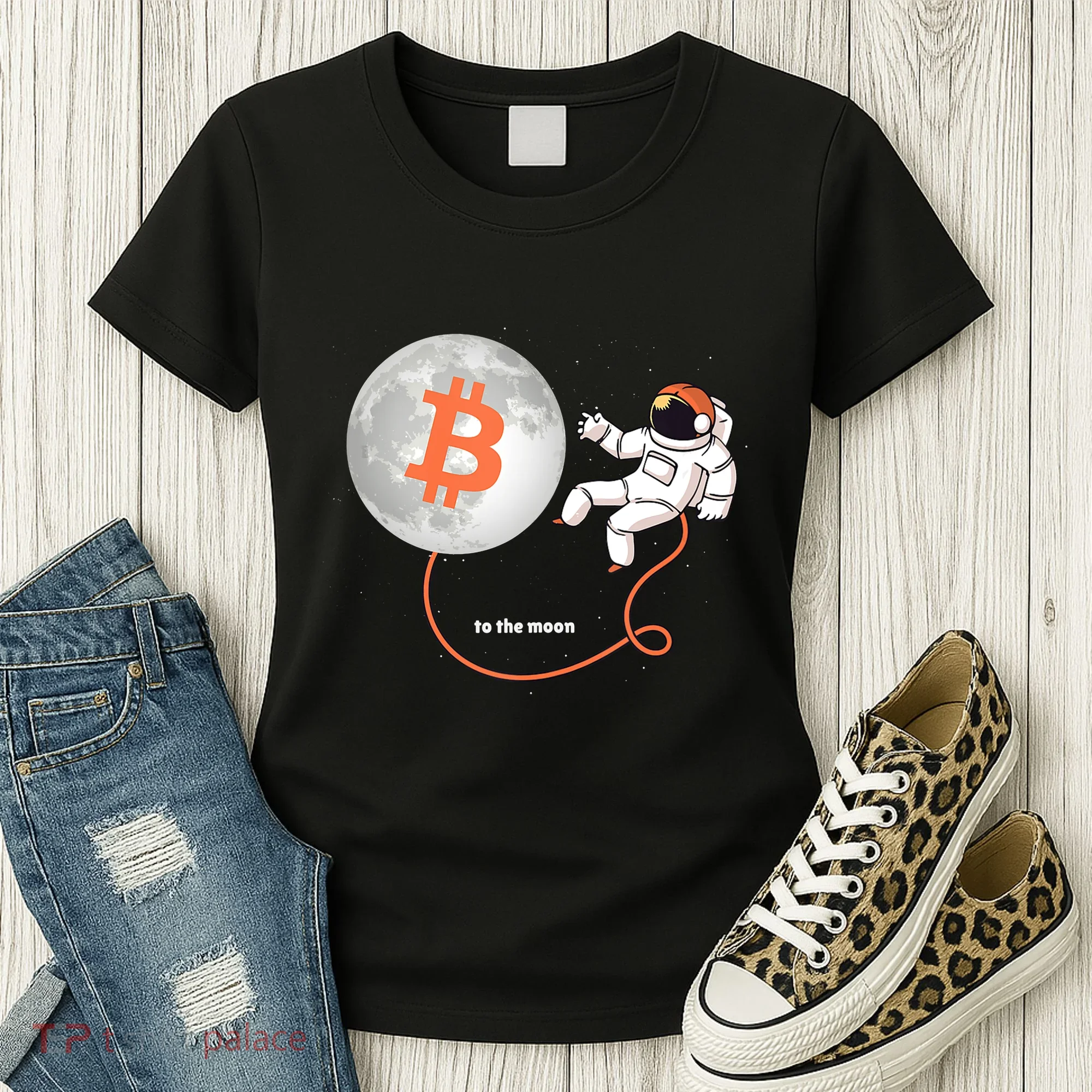 Moon Bitcoin Cryptocurrency Crypto Digital Currency Women's T-Shirt