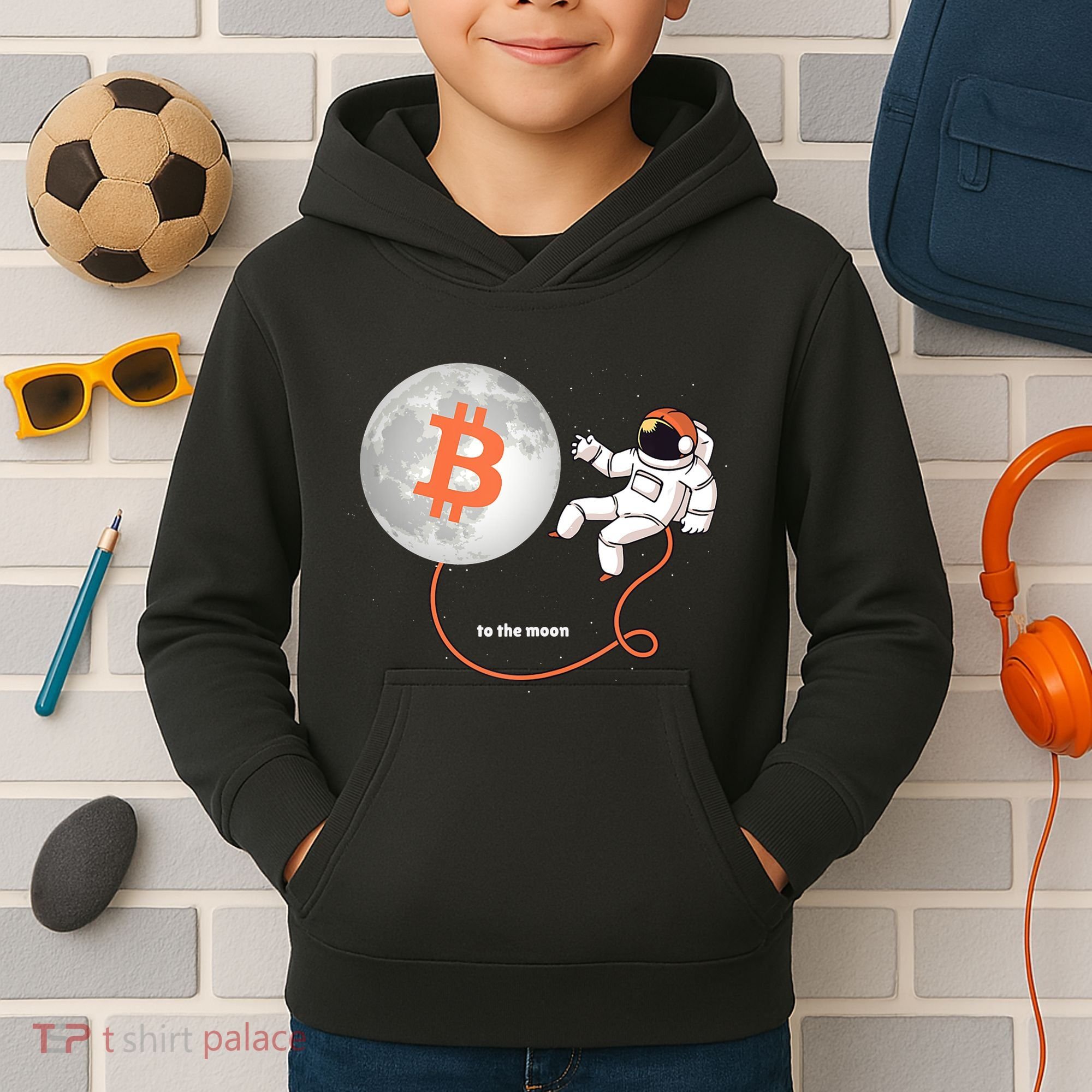 Moon Bitcoin Cryptocurrency Crypto Digital Currency Kids Hoodie