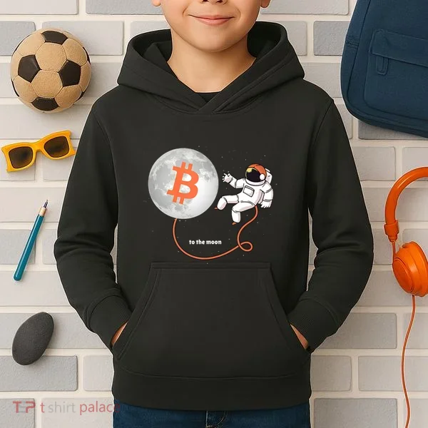 Moon Bitcoin Cryptocurrency Crypto Digital Currency Kids Hoodie