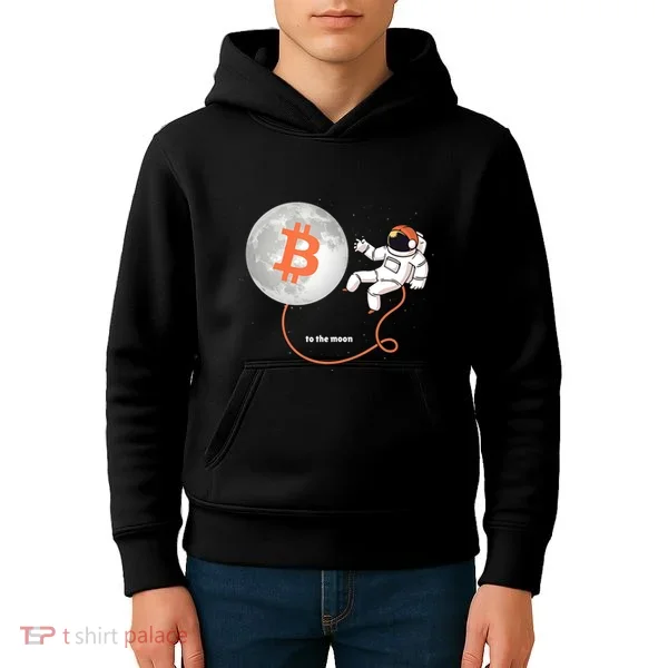 Moon Bitcoin Cryptocurrency Crypto Digital Currency Kids Hoodie
