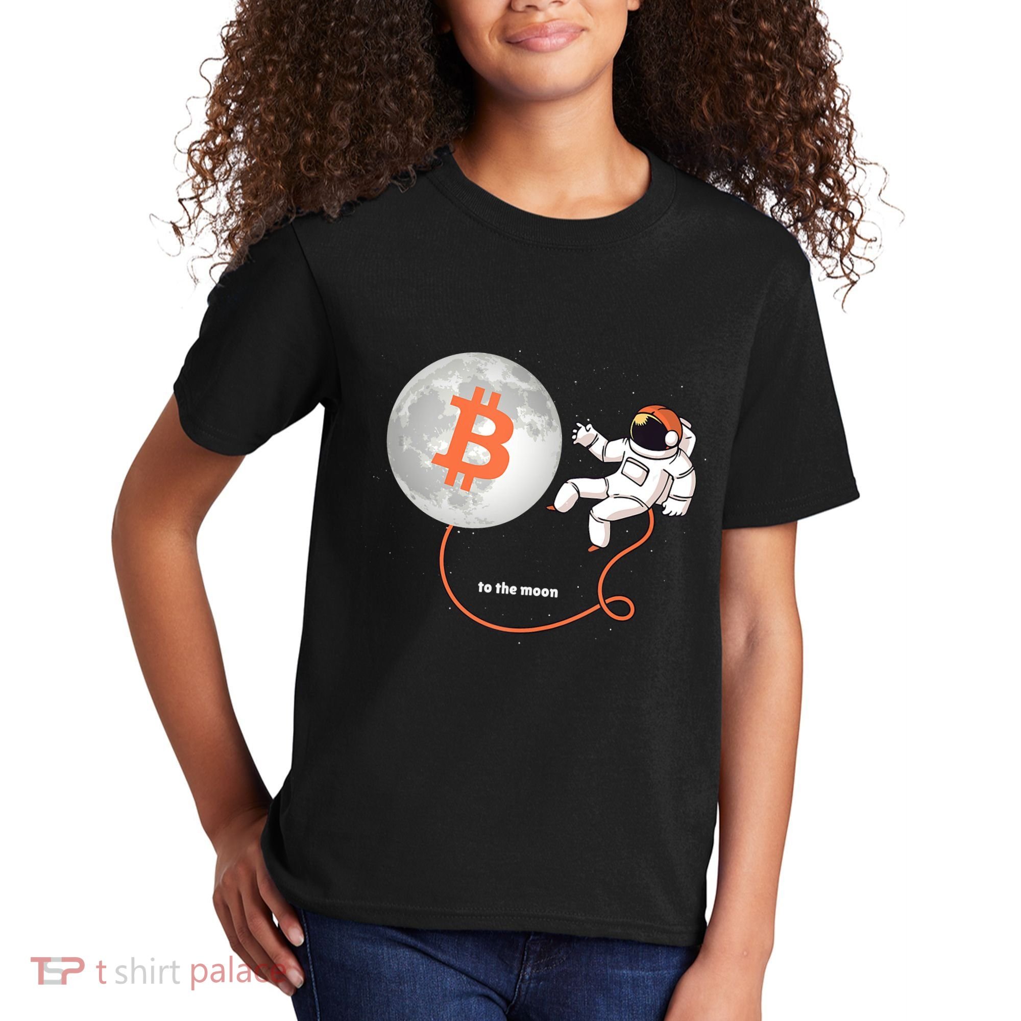 Moon Bitcoin Cryptocurrency Crypto Digital Currency Kids T-Shirt