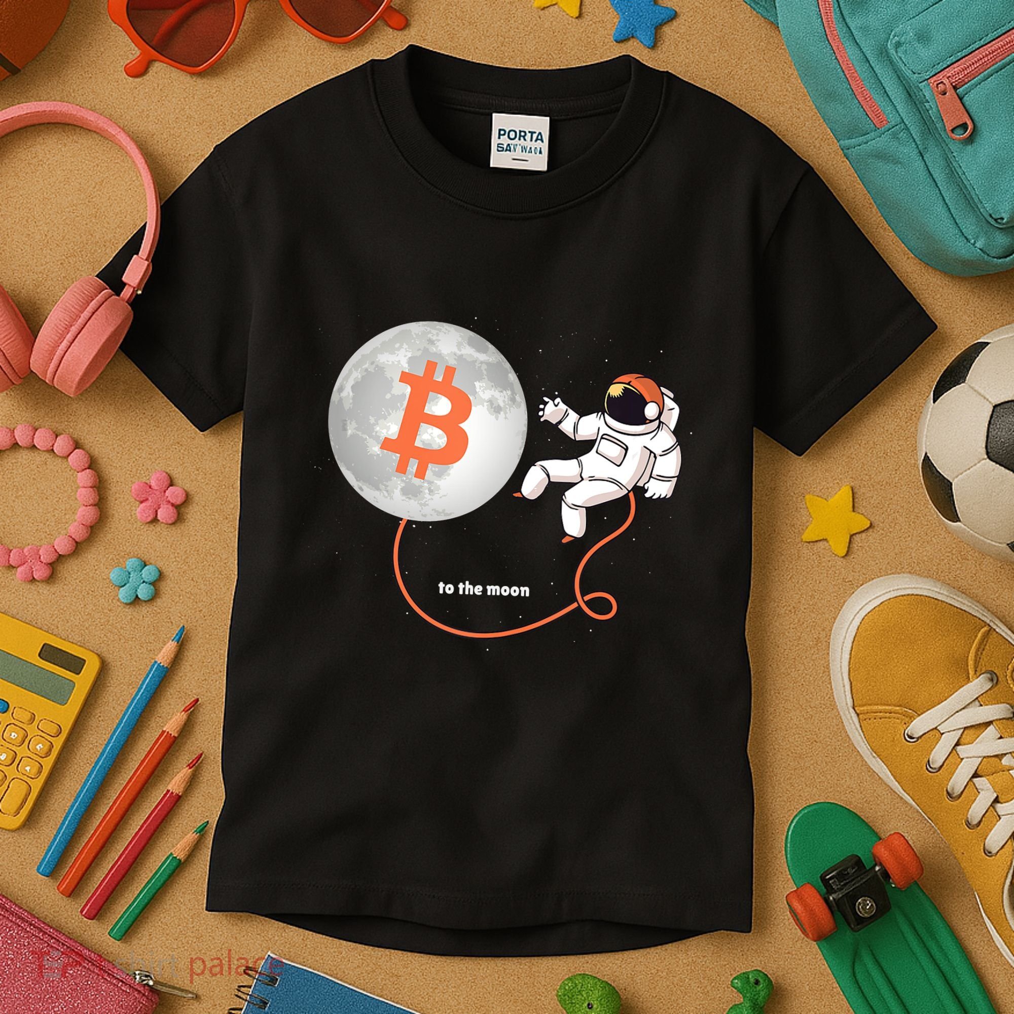 Moon Bitcoin Cryptocurrency Crypto Digital Currency Kids T-Shirt