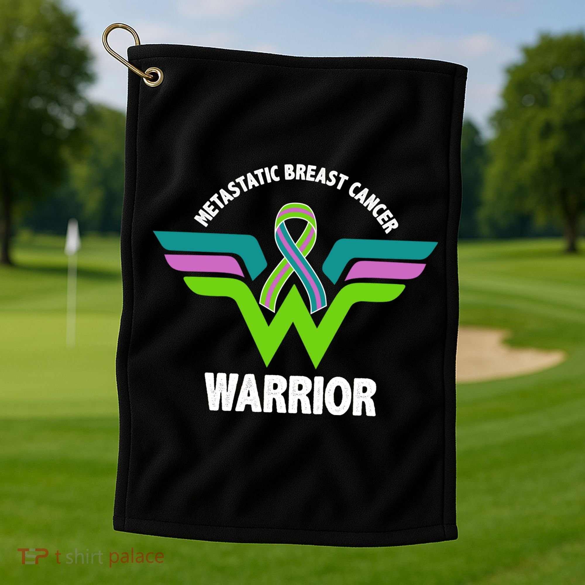 Metastatic Breast Cancer Warrior Ribbon Golf Towel