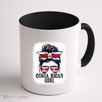 Messy Bun Costa Rica Flag Costa Rican S Gift Coffee Mug thumb 1