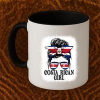 Messy Bun Costa Rica Flag Costa Rican S Gift Coffee Mug thumb 2