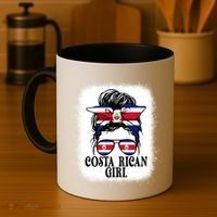 Messy Bun Costa Rica Flag Costa Rican S Gift Coffee Mug thumb 4