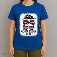 Messy Bun Costa Rica Flag Costa Rican S Gift T-Shirt thumb 4