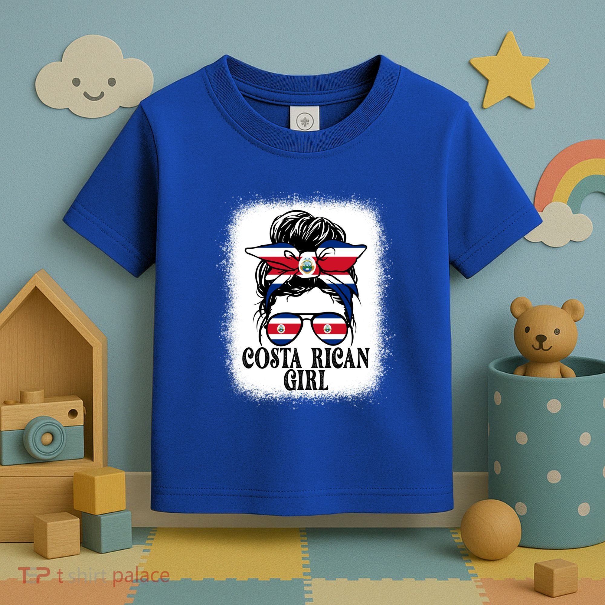 Messy Bun Costa Rica Flag Costa Rican S Gift Toddler T-Shirt