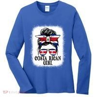 Messy Bun Costa Rica Flag Costa Rican S Gift Women's Long Sleeve Shirt thumb 0