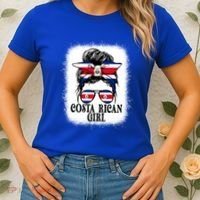 Messy Bun Costa Rica Flag Costa Rican S Gift Women's T-Shirt thumb 2