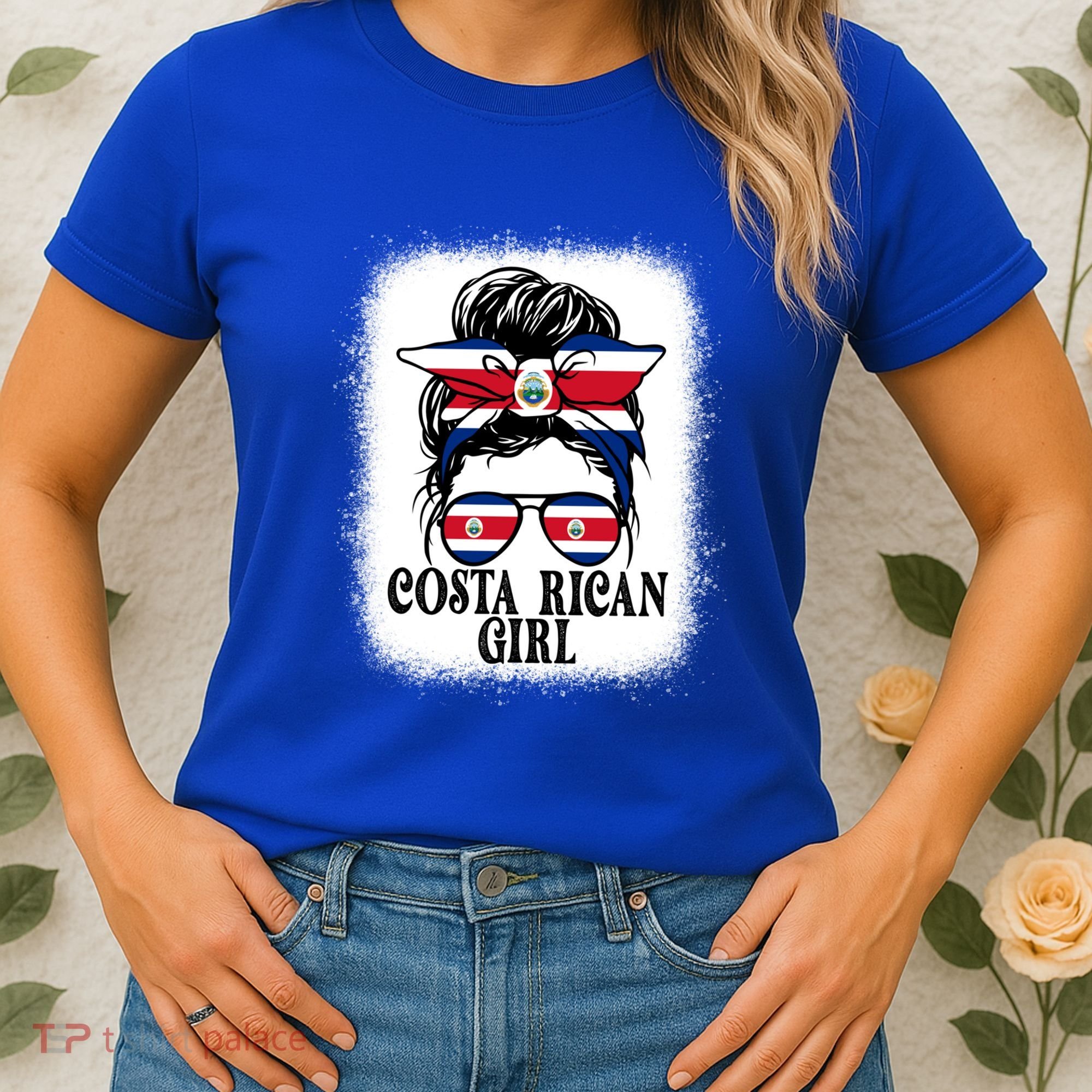 Messy Bun Costa Rica Flag Costa Rican S Gift Women's T-Shirt